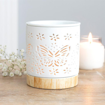 Matte White Ceramic Butterfly Oil Burner