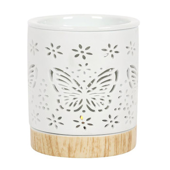 Matte White Ceramic Butterfly Oil Burner