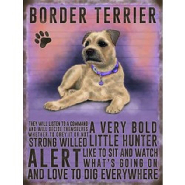 Large Vintage Dog Metal Sign - Border Terrier