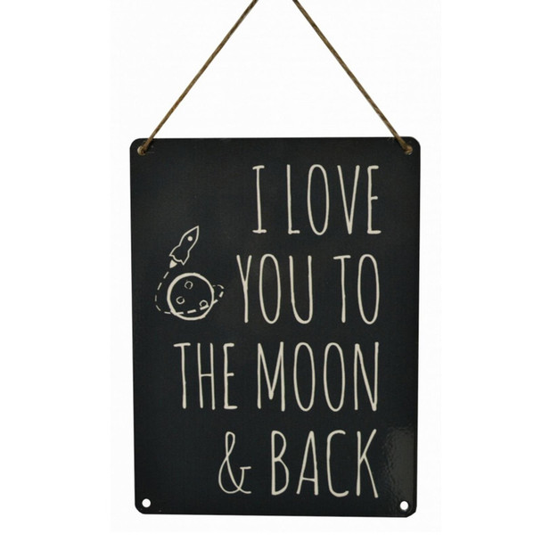 Large Metal Hanging Plaque -  I Love You To The Moon & Back