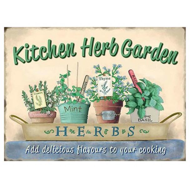 Large Metal Hanging Plaque -  Kitchen Herb Garden