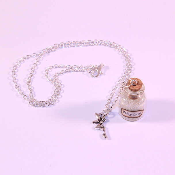 Fairy Dust In Jar Necklace With Pendant - White