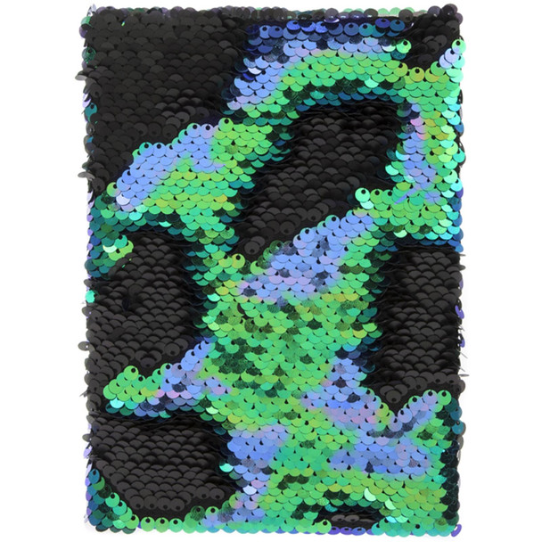 Sequin Notebook - Black Green & Blue