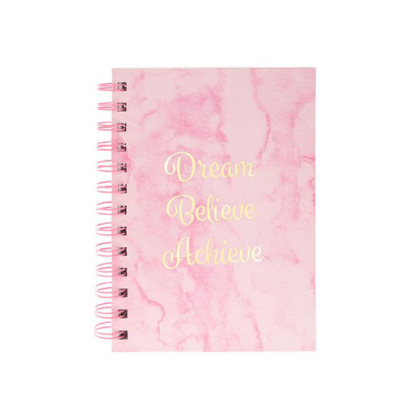 Pink Marbel Spiral Notebook - Dream Believe Achieve