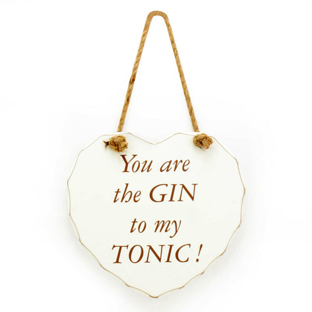 Large Wooden Heart Signs - Gin To My Tonic