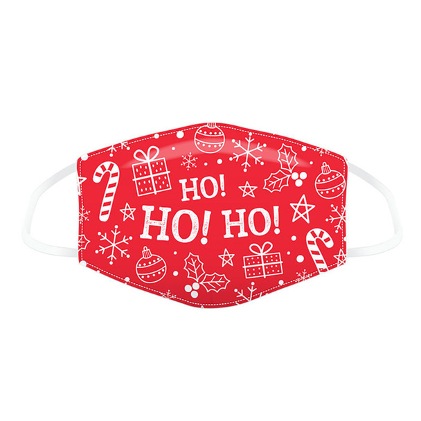 Face Mask Covering - HO HO HO Red Christmas Icons (Adult Size)