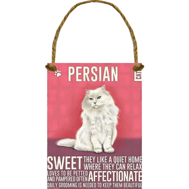 Mini Vintage Cat Metal Sign - Persian Cats