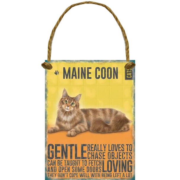 Mini Vintage Cat Metal Sign - Maine Coon