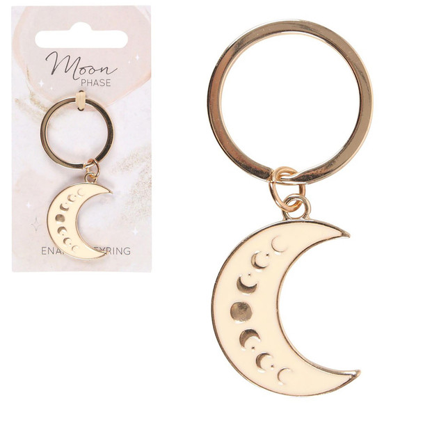 Moon Phase Crescent Enamel Keyring