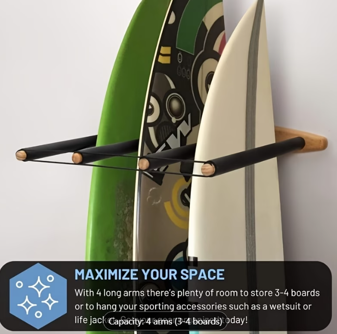 Wall-Mounted Surfboard Holder