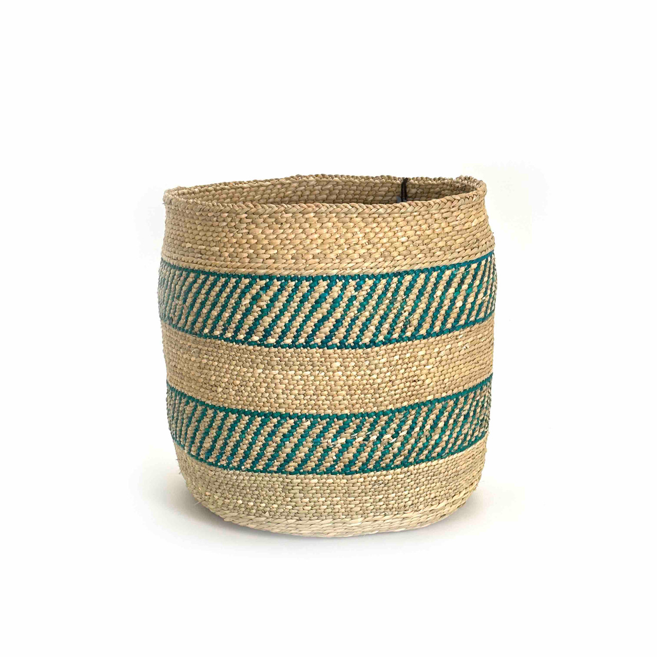 African Striped Storage Basket - Turquoise Stripe | Mbare