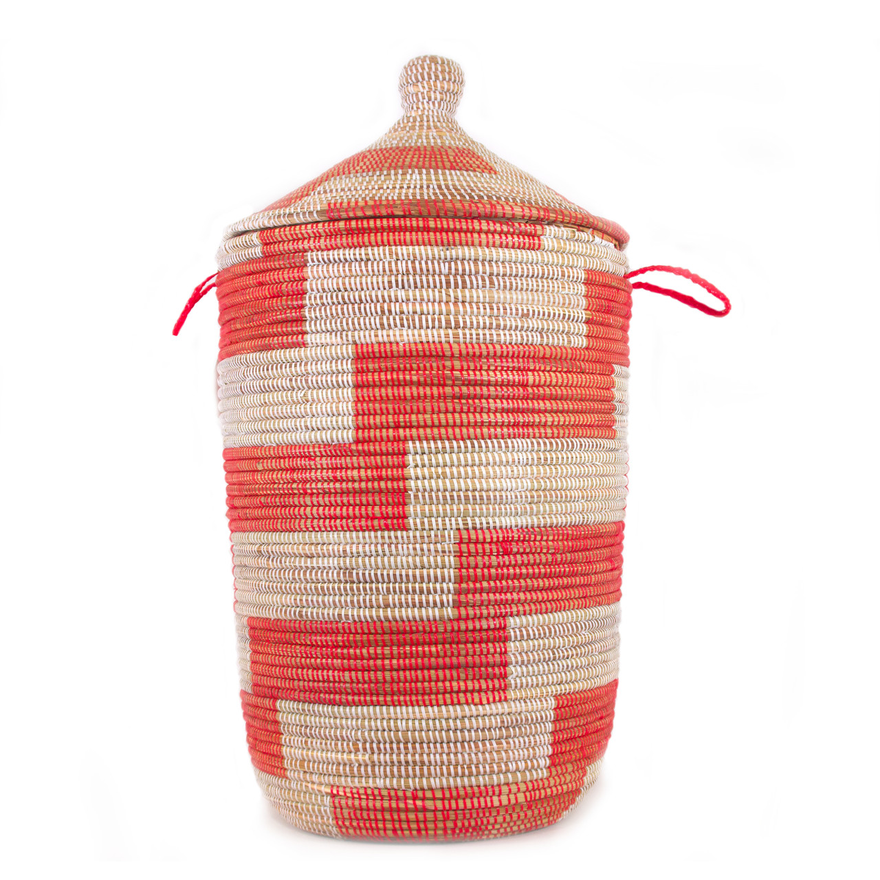 Large Hamper Basket | Red Stripe Design | Mbare