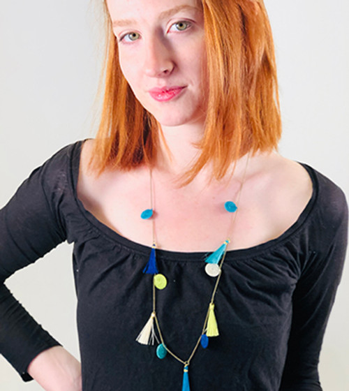 Disks and tassels long necklace earth color way - Image 1 Disks and tassels long necklace earth color way - Image 1