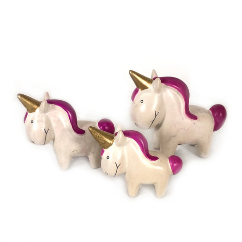 soapstone unicorn family of 3