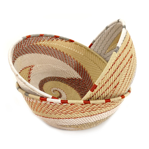 Cream and Copper colored wire basket bowls from Africa