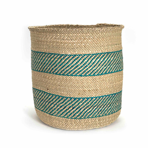 African Striped Storage Basket - Turquoise Stripe | Mbare