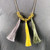 3 tassel necklace beige, yellow, olive green