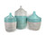 turquoise and white two-tone basket set