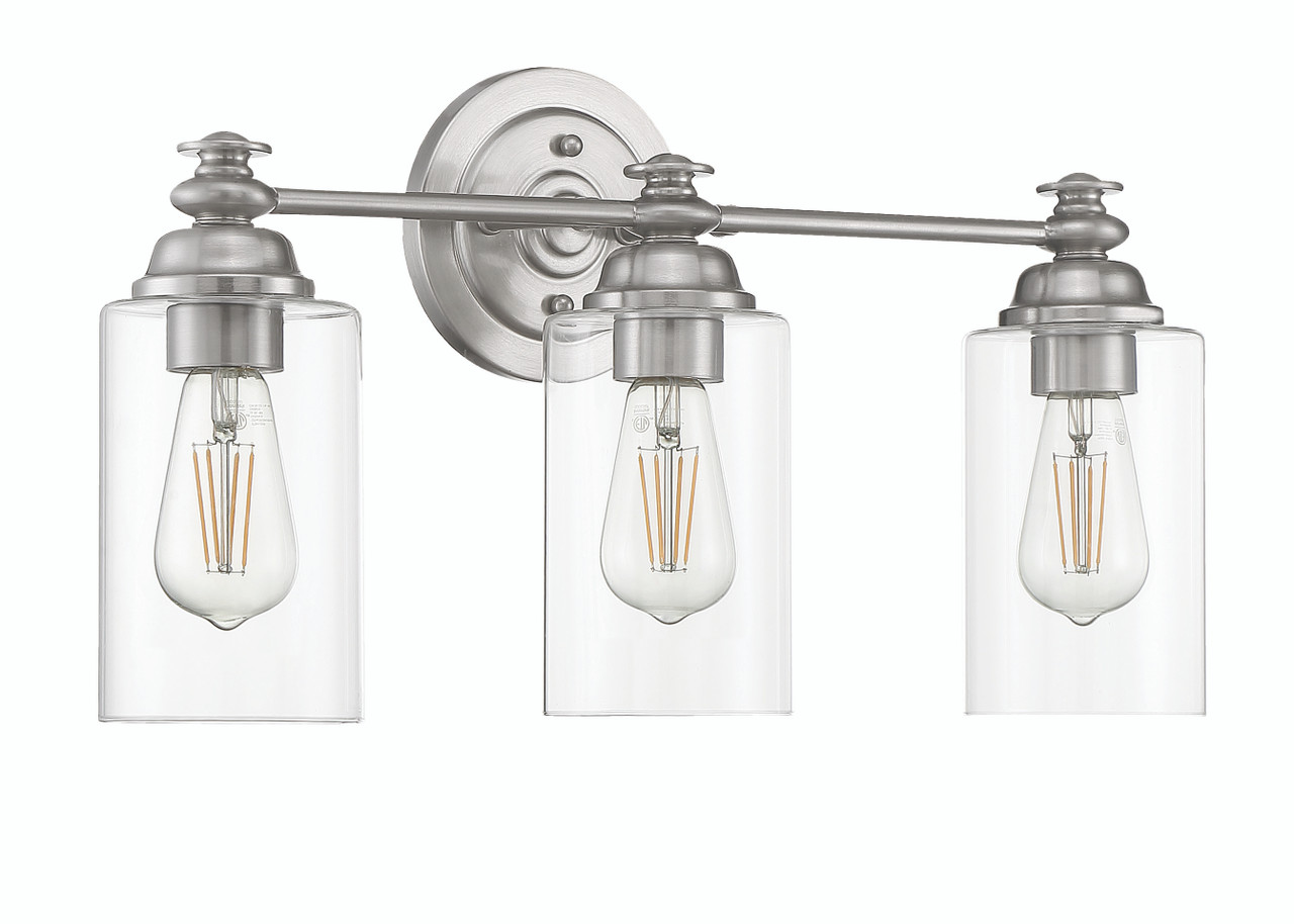 Dardyn 3 Light Vanity in Brushed Polished Nickel (Clear Glass