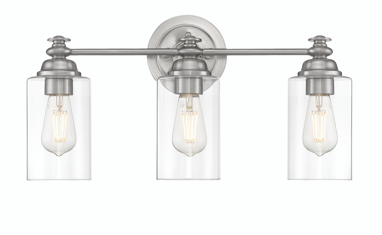 <廃盤品> VITRIINI （clear-light gray） Dardyn 3 Light Vanity in Brushed Polished Nickel (Clear Glass