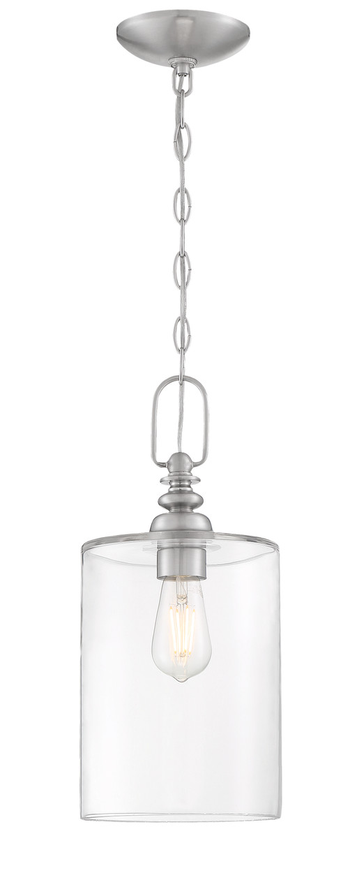 Dardyn 1 Light Mini Pendant in Brushed Polished Nickel (Clear