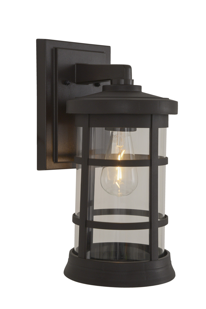 Resilience 1 Light Medium Outdoor Wall Lantern in Bronze, Clear