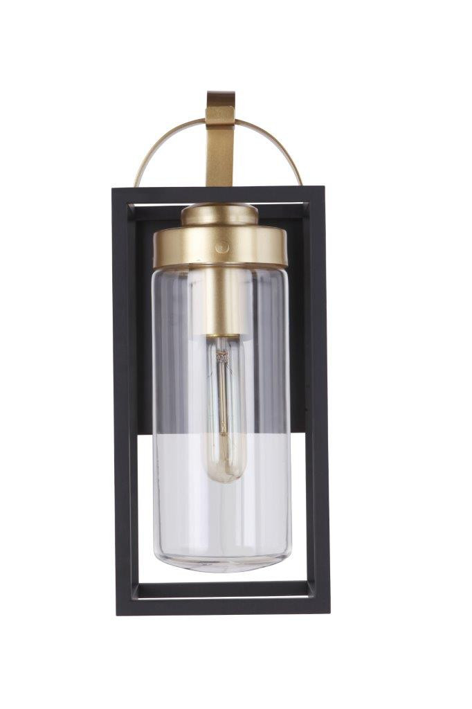 Neo 1 Light Small Outdoor Wall Lantern in Midnight/Satin Brass