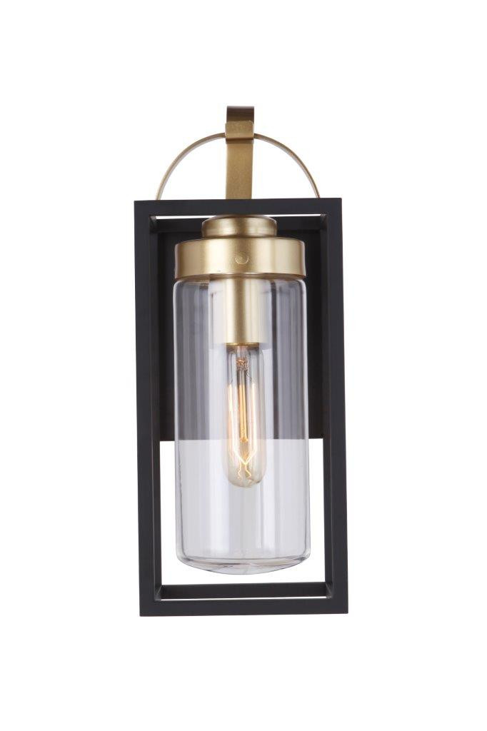 Neo 1 Light Small Outdoor Wall Lantern in Midnight/Satin Brass