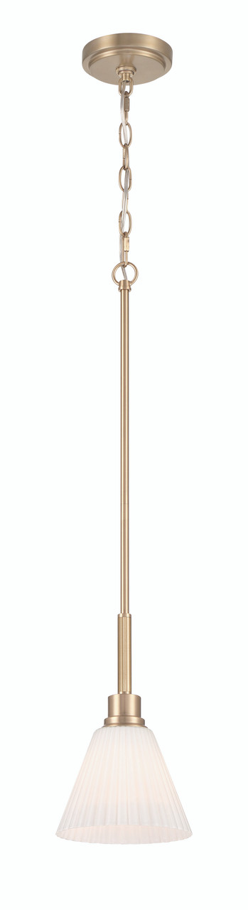 Pleated II 1 Light Mini Pendant in Premium Bronze (Cased White