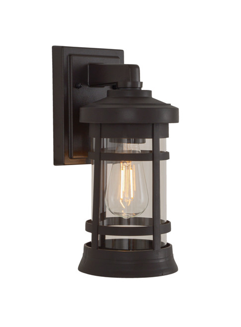 Friar Crafts. ポートレート Resilience 1 Light Medium Outdoor Wall Lantern in Bronze, Clear