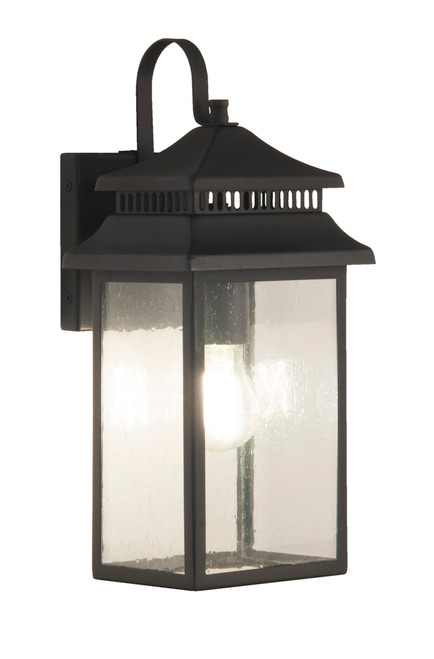 Crossbend 3 Light Large Outdoor Wall Lantern in Textured Black
