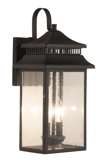 Crossbend 3 Light Large Outdoor Wall Lantern in Textured Black