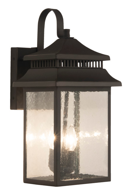 Crossbend 3 Light Large Outdoor Wall Lantern in Textured Black