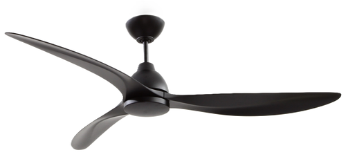 Frazier 56" 3-Blade Indoor/Outdoor (Damp) Ceiling Fan in Flat Black w/ Flat Black Blades; Light Kit Sold Separately