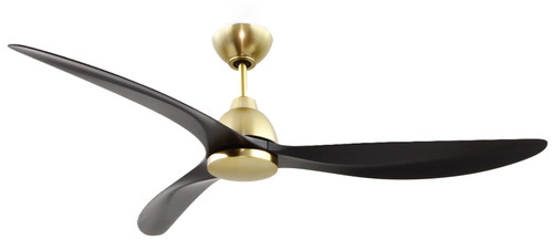 Frazier 52" 3-Blade Ceiling Fan in Satin Brass w/ Flat Black Blades; Light Kit Sold Separately