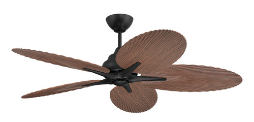 Getaway 52" 5-Blade Outdoor Ceiling Fan in Flat Black w/ Walnut Blades; Not Light Kit Adaptable