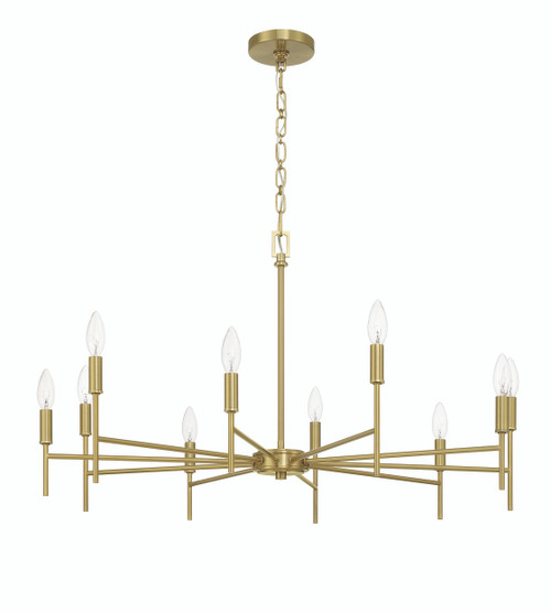 Lena 10 Light Chandelier in Satin Brass