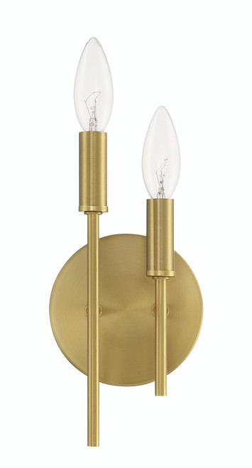 Lena 2 Light Wall Sconce Reverse in Satin Brass