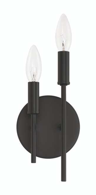 Lena 2 Light Wall Sconce in Flat Black