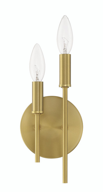 Lena 2 Light Wall Sconce in Satin Brass