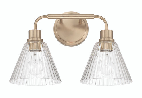 Pleated 2 Light Vanity in Premium Bronze