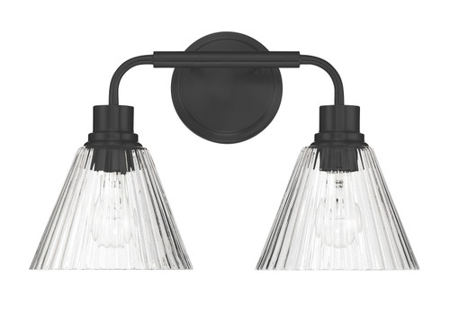 Pleated 2 Light Vanity in Flat Black