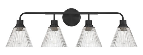 Pleated 4 Light Vanity in Flat Black