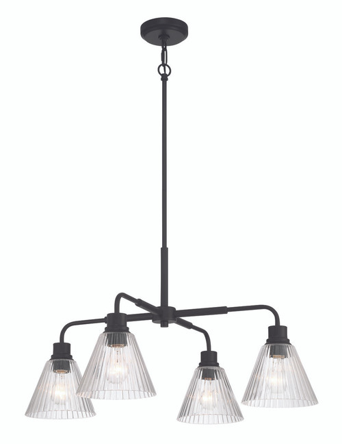 Pleated 4 Light Chandelier in Flat Black