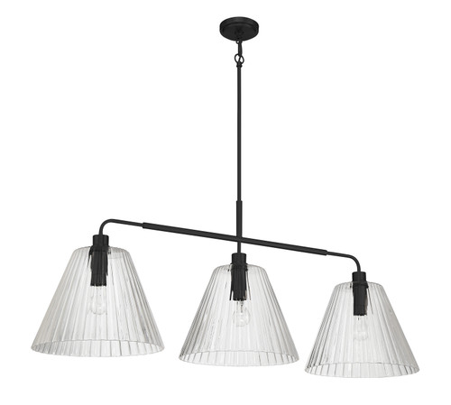 Pleated 4 Light Island in Flat Black