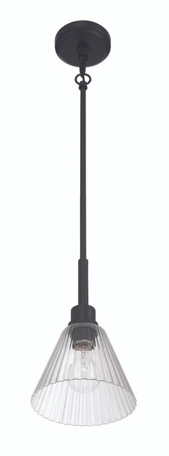 Pleated 1 Light Mini Pendant in Flat Black