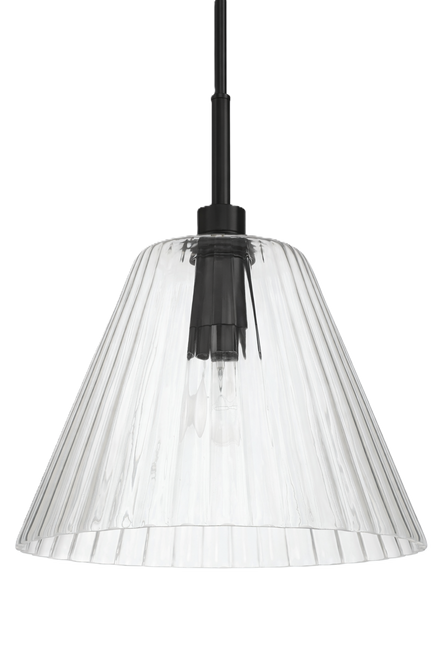 Pleated 1 Light Pendant in Flat Black