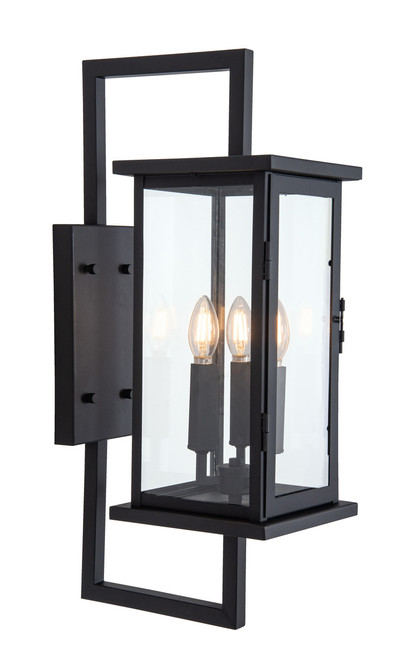 Jordan 3 Light Outdoor Wall Lantern in Textured Black