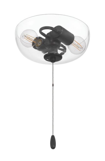 2 Light Bowl Light Kit in Flat Black (Clear Glass)