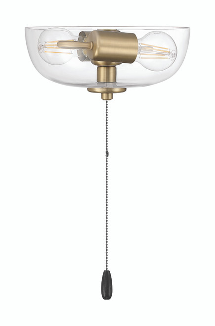 2 Light Bowl Light Kit in Satin Brass (Clear Glass)